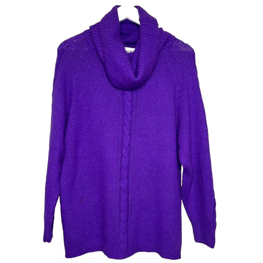 E.M.T. Women Sweater VTG Cowl Neck Silk Angora Knit Fall 80s 90s Luxury Cottage